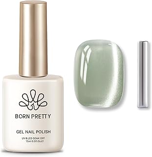 Born Pretty Cat Magnetic Eye Gel Nail Polish,Spring Green Jelly Glass Magnetic Gel Polish, Jade Breeze Glitter Soak Off Nail Art Salon Manicure Home Gift 15ml