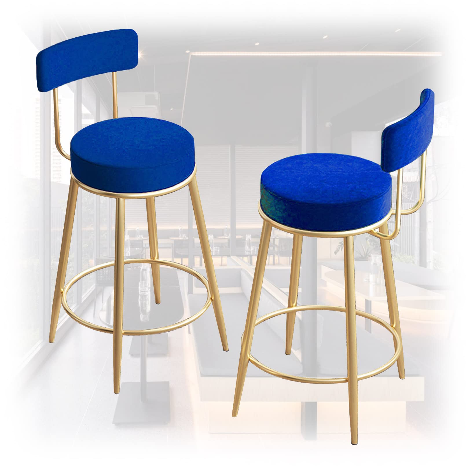 Tabourets de bar en velours rembourrés pour des soirées conviviales au salon