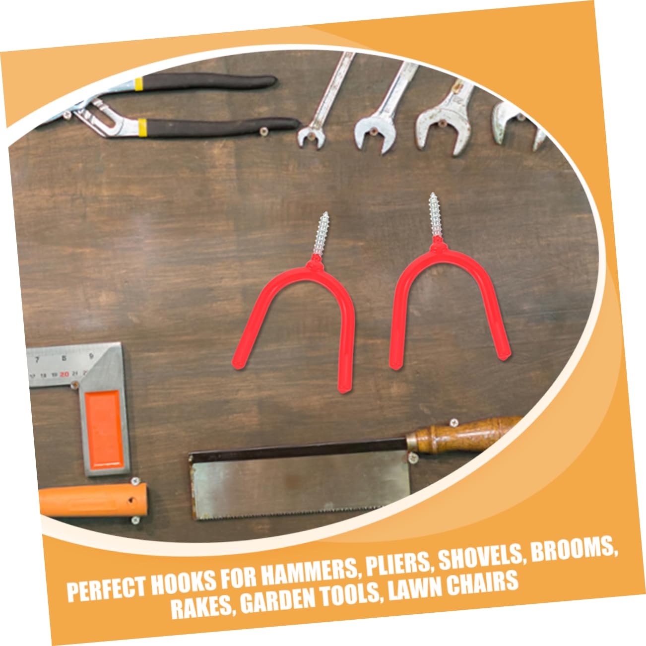 KOMBIUDA Ganci da Garage a Vite in Acciaio Rivestiti in Vinile 12 Pezzi | Design Curvo verso L’alto, per Attrezzi e Rastrelli, Rosso, per Garage e Giardino