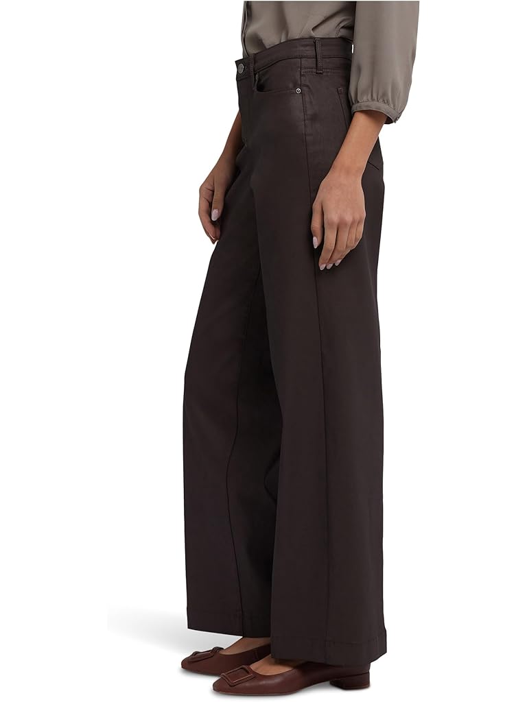 Black NYDJ Coated Teresa Wide Leg Jeans in Black Coated