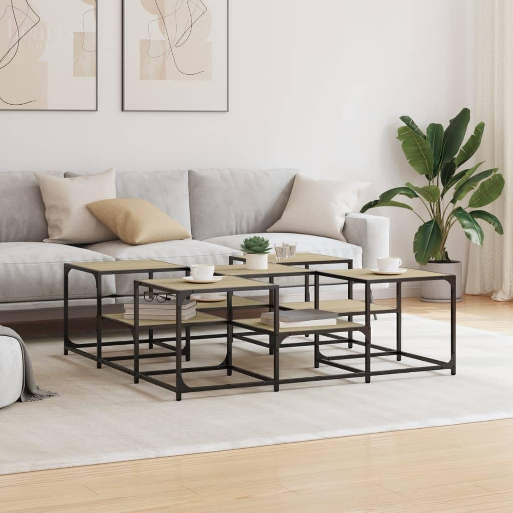 Homgoday Tavolino da caffè in rovere Sonoma, 121 x 121 x 40 cm, in legno ingegnerizzato, tavolino da tè per soggiorno, sala d'accoglienza degli ospiti, camera da letto e mobili da ufficio