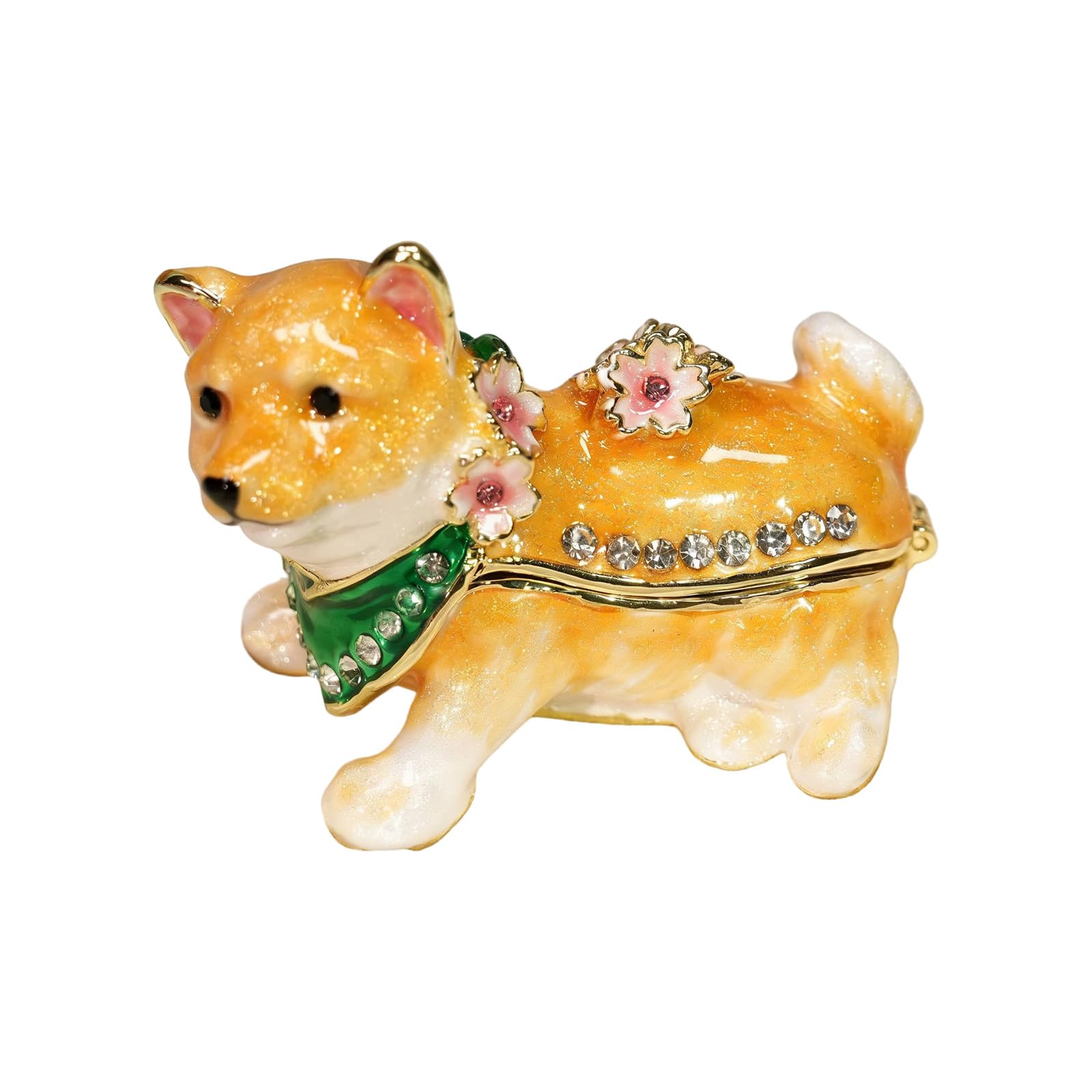 uikios Miniature Shiba Inu Sculpture Lovely Dog Themed Jewelry Accessory Display Box with Intricate Detail Miniature Dog Sculpture Storage Case