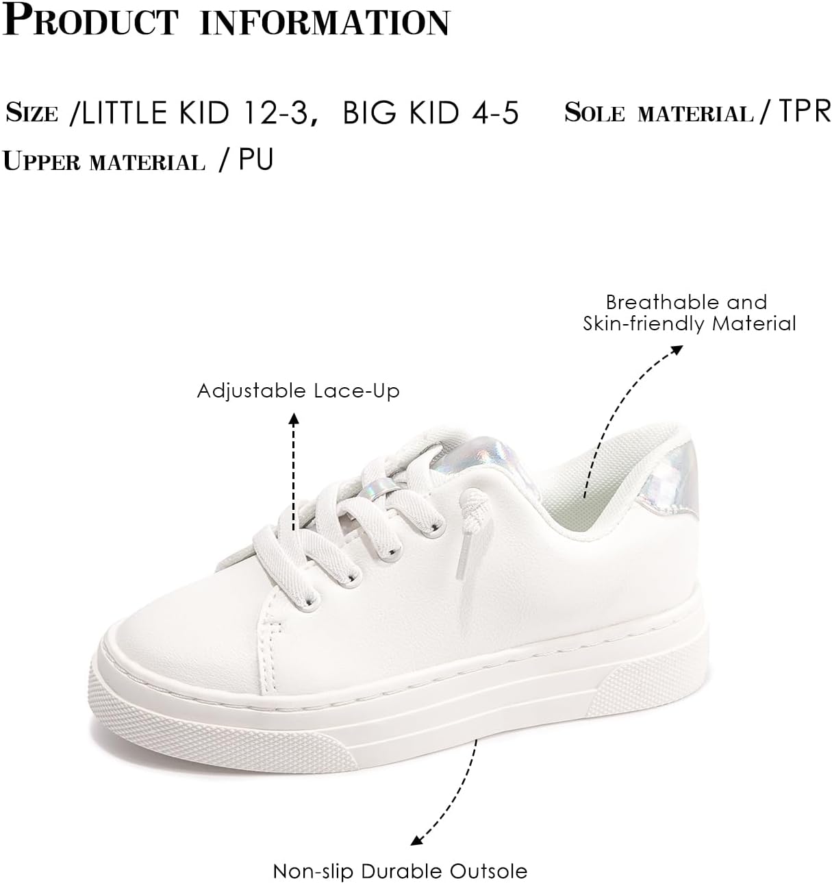 FUNKYMONKEY Kids Sneakers for Girls Boys Low Top Skate Shoe Little Kids/Big Kid Lace Up Casual Walking Shoes - Image 6