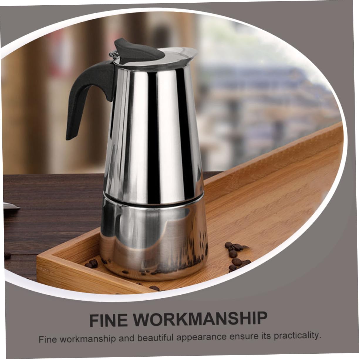 Cafetera Espresso de 300ml en Acero Inoxidable, Plata