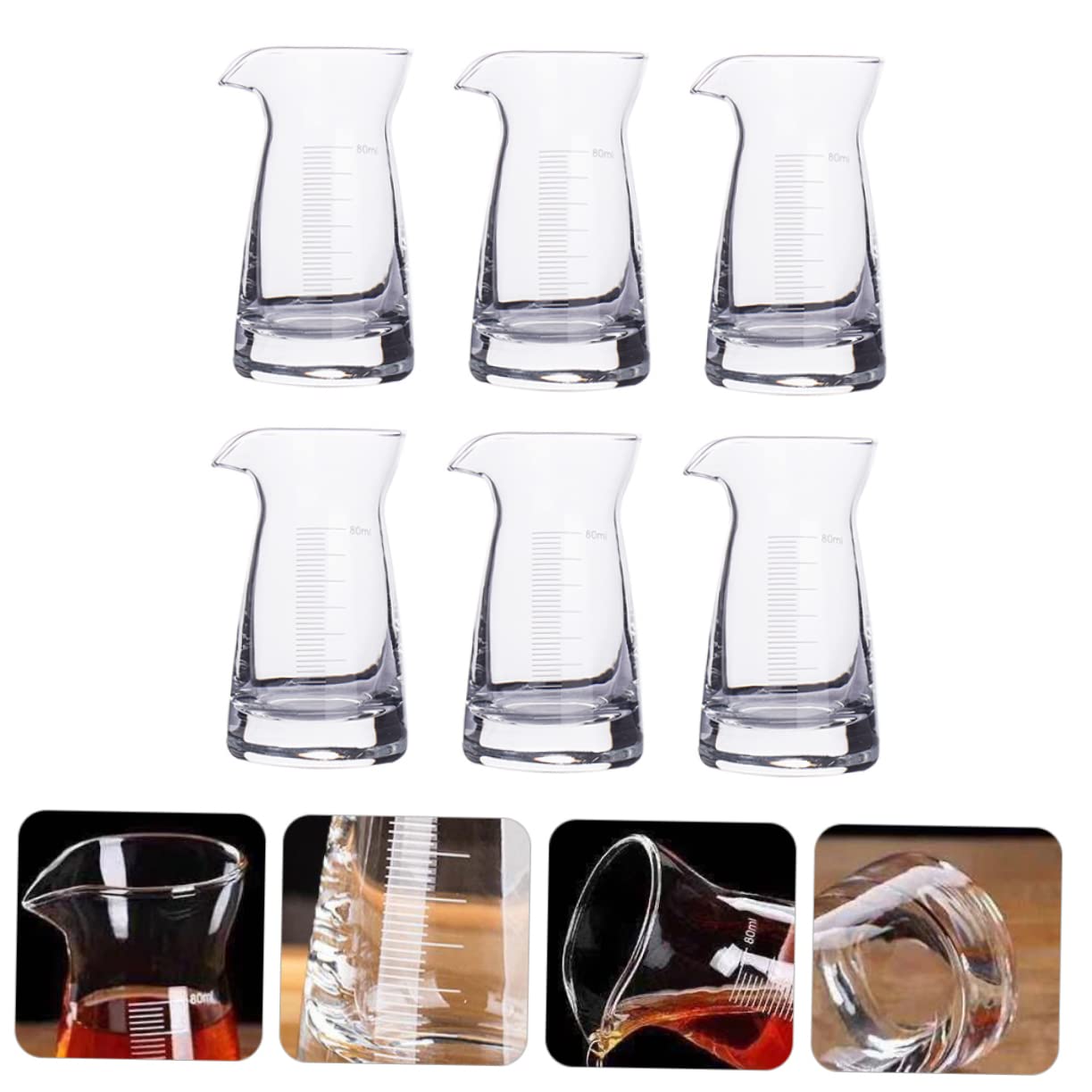 6 Pezzi Bicchieri Misurini Cocktail in Vetro Scala Graduata Contenitori Trasparenti per Misurare Liquidi e Whisky Misurini Resistenti e Leggeri per Bar