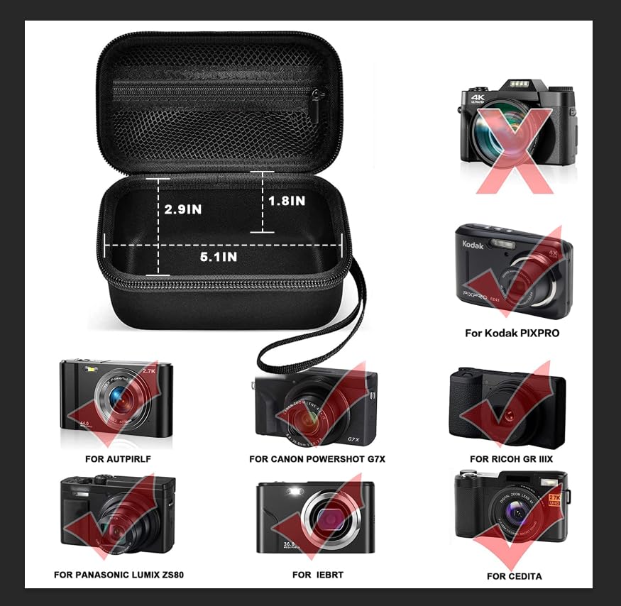Funda para Cámara Digital para Viajes, Color Negro miniatura 2