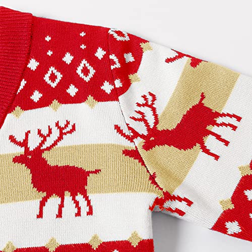 Kids Christmas Cardigan Sweaters Xmas Reindeer Button Up Pullover 2-7 Years3