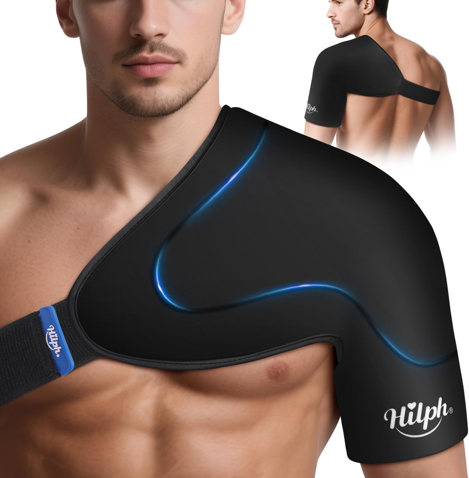 Hilph 3D Double-Layer Gel Shoulder Ice Pack Rotator Cuff Cold Therapy, Reusable Cold Pack Shoulder Wrap for Post-Surgery Recovery, Bursitis, Sport Injuries, Fatigue & Shoulder Discomfort - Large