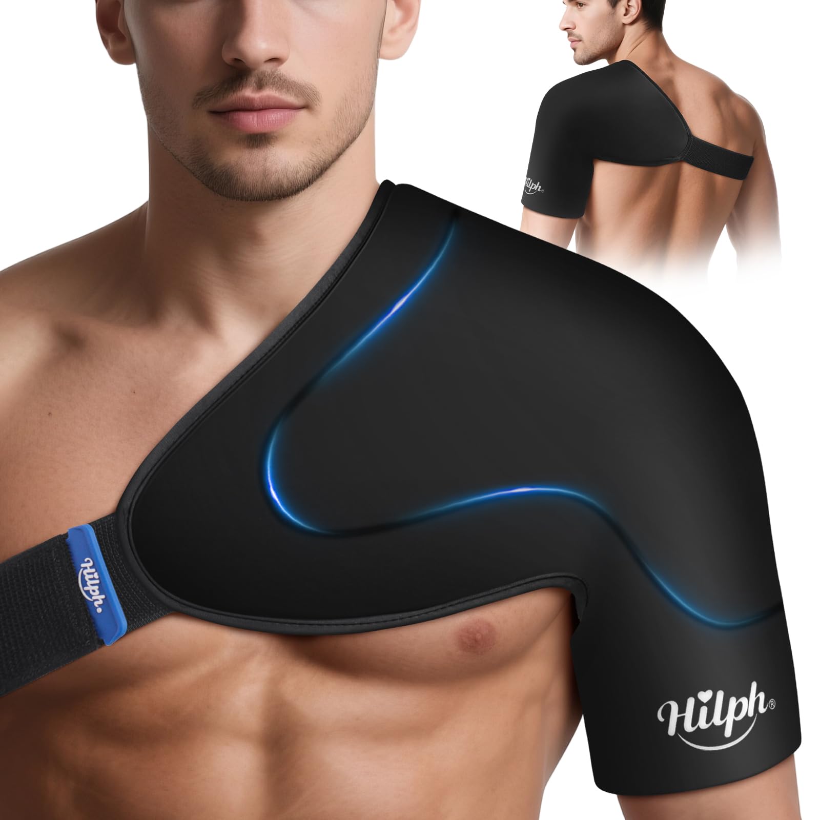 Hilph 3D Double-Layer Gel Shoulder Ice Pack Rotator Cuff Cold Therapy, Reusable Cold Pack Shoulder Wrap for Post-Surgery Recovery, Bursitis, Sport Injuries, Fatigue & Shoulder Discomfort - Large