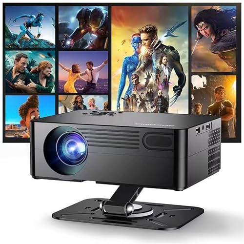 Image of 【Compatible with Netflix & 180° Stand】Smart Projector with WiFi and Bluetooth, AI Auto Focus & Keystone Portable Movie Projector, Native 1080P 4K Support Home Theater Outdoor Proyector-Black