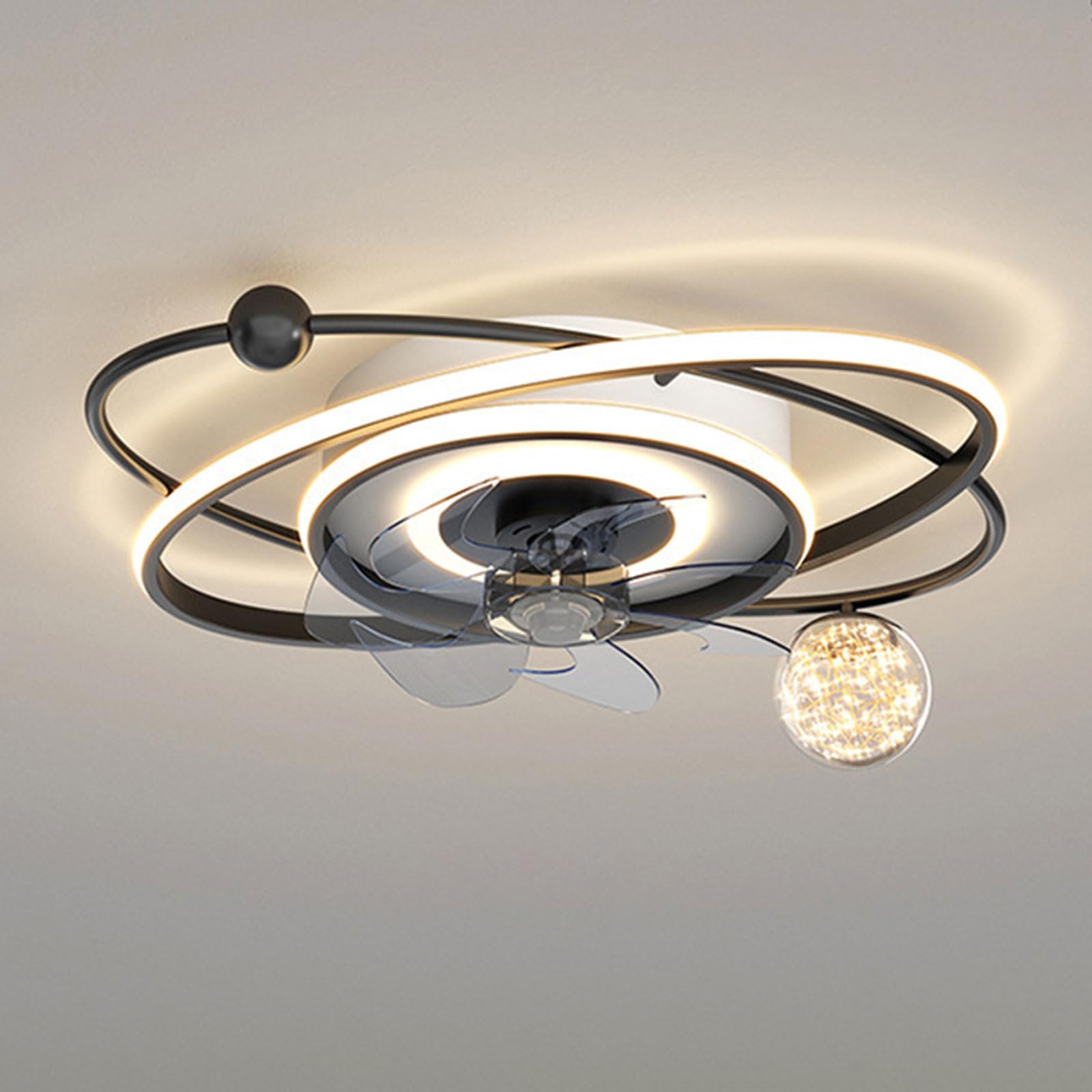 HXYSXHJUO Creative Ceiling Fans with Light Dimmable LED Close to Lights Remote Mute Fan for Bedroom Dining Room Lounge 21in Lighting 3 Wind Speeds