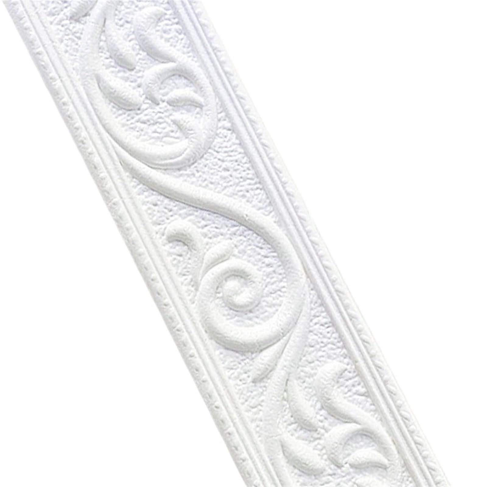 Yxinaer White 230Cm Dado Rail Self Adhesive Foam Wall Stickers Self Adhesive Waterproof Baseboard Wallpaper Border Sticker Living Room Bedroom Home Decorations(White 230Cm)