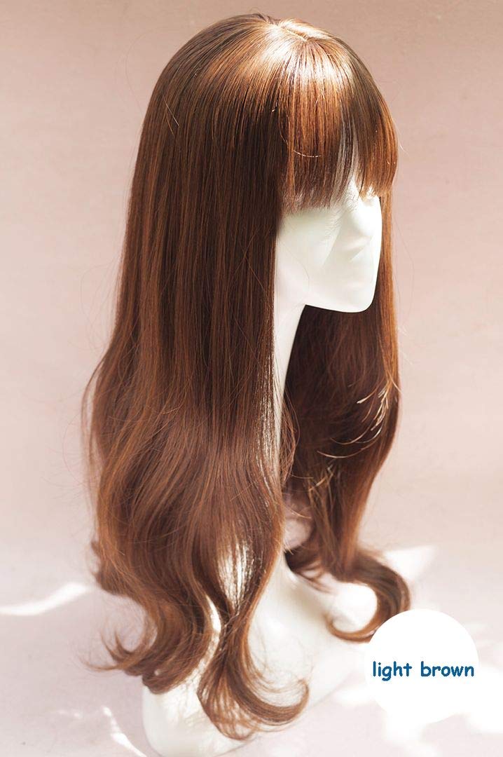 LXUE Elegant Long Body Wave Hair Toppers with Bangs Clip in Wavy Hair Pieces for Women, 26