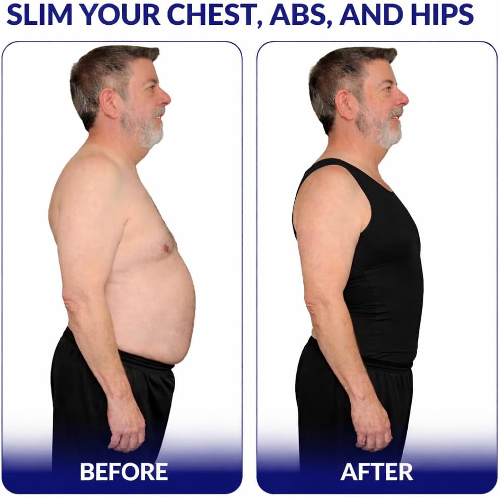 The Natural Posture Men's Ultra Slimming Shirt - Sleeveless Chest and Tummy Control Undershirt
