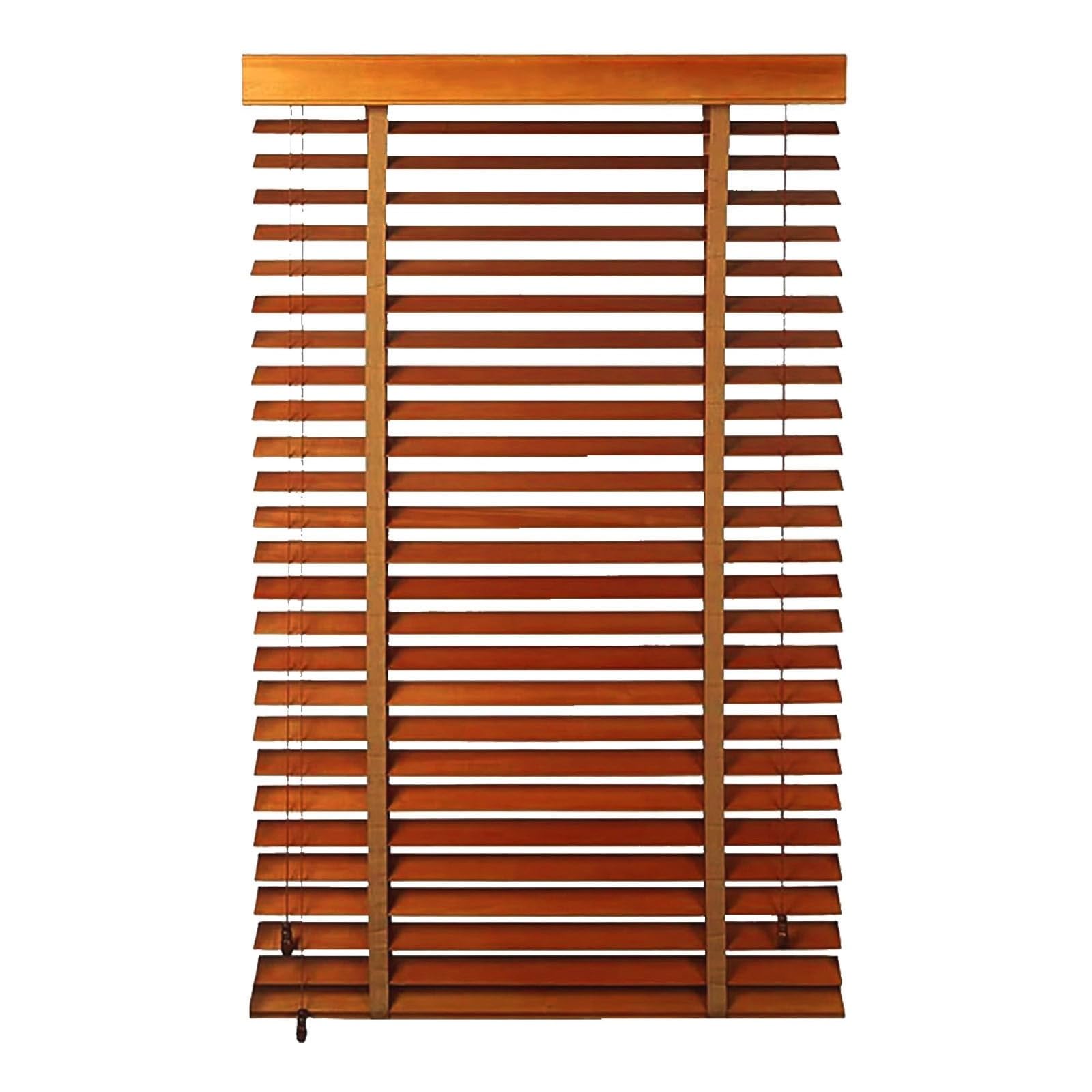 Jalousie Holzjalousie 50mm Holz jalousien Jalousette Echtholz W 25/35/50/65/80/90/100/135/160cm Sonnenschutz/Sichtschutz Vorhänge Anpassbare Jalousie(Mocha Brown)