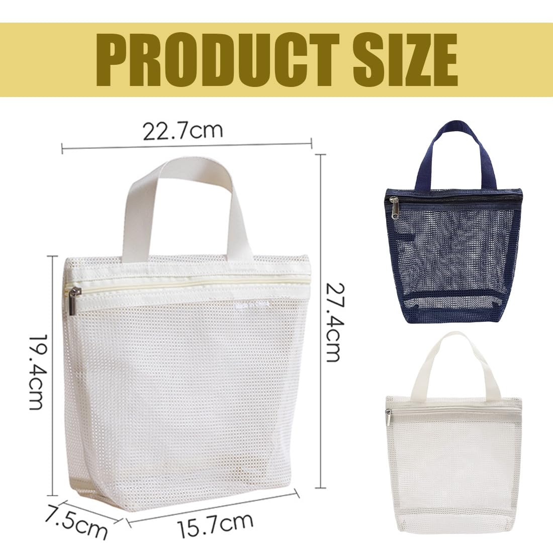 Borsa da doccia a rete, 2 Pezzi asciugatura rapida, da spiaggia, leggera, con chiusura lampo e 2 scomparti per nuoto, spiaggia, viaggi