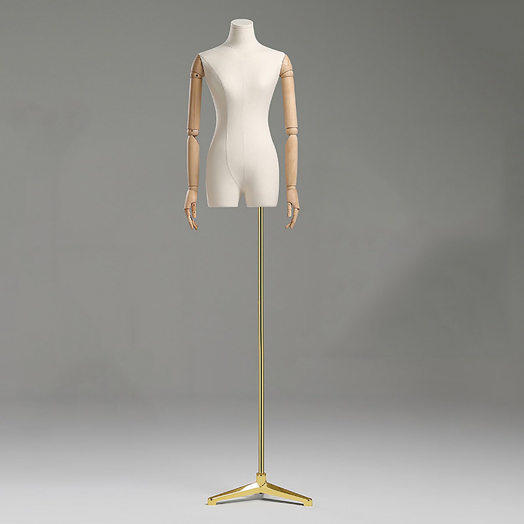 Generic Torso De Maniquí De Medio Cuerpo con Base De Metal Engrosada, Vestido De Costura Ajustable En Altura, Soporte De Maniquíes De Lino para Exhibición De Joyas De Ropa,Gold c1