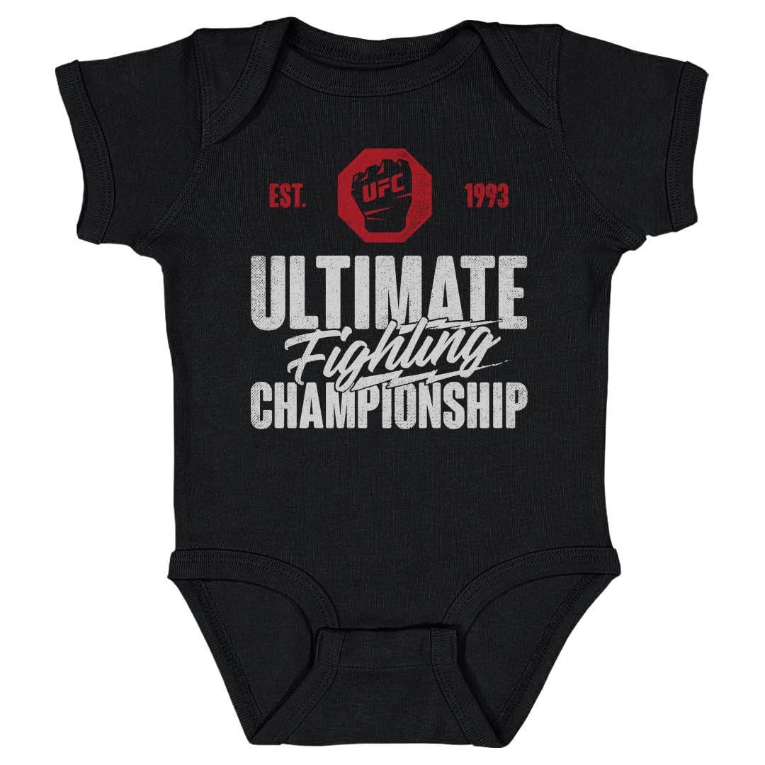 500 LEVEL UFC Baby Infant One-Piece Bodysuit (Black, 18M) - UFC Est. 1993 WHT