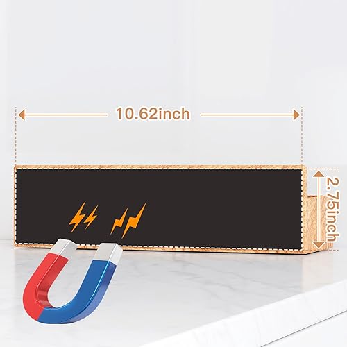 Miniatura 4 de Estante magnético para especias para refrigerador, organizador de cocina y estante de almacenamiento, grano de madera (paquete de 4)