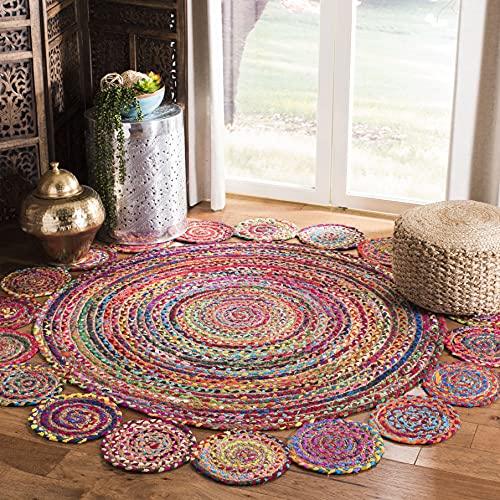 Tapete redondo 3' SAFAVIEH Cape Cod rojo/multicolor miniatura 1