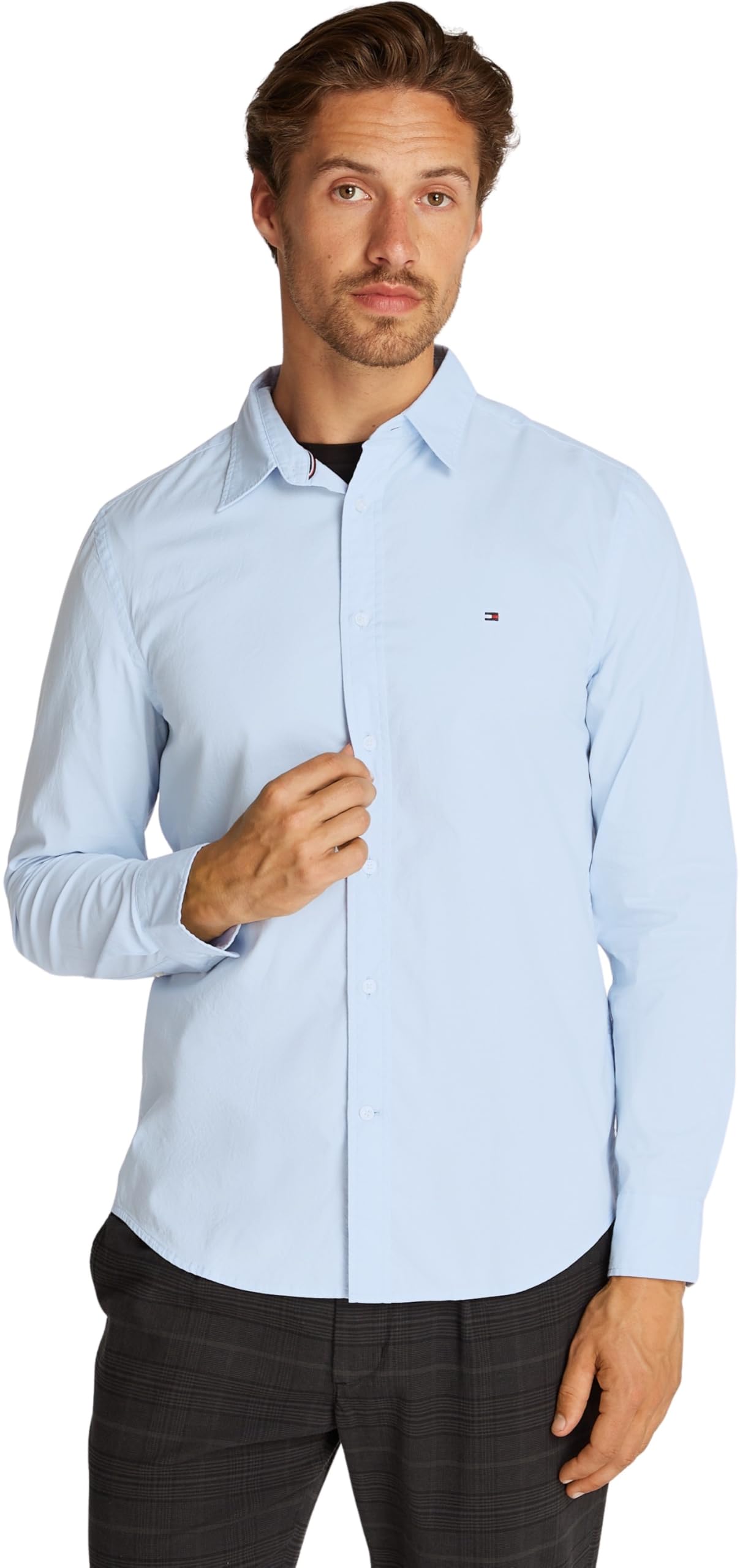 Tommy Hilfiger Men’s Flex Poplin Kent Collar Business Shirt, Blue (Sweet Blue), XXL