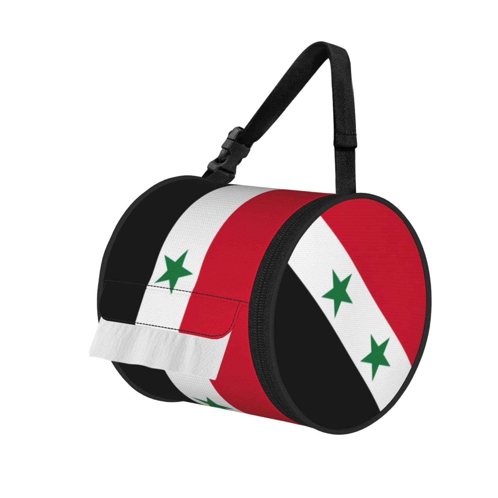 Flag of the Syrian Arab Republic Printed Portable Tissue Roll Case, Standard-Size Fit, Oxford Cloth for Wall Camping Backpack