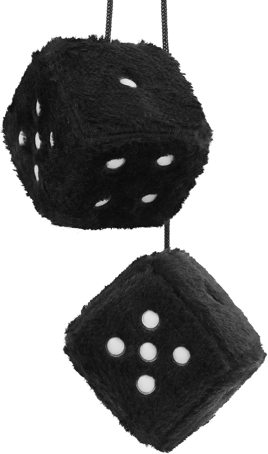 Fuzzy Dice for Car Mirror, Pair of Retro 2.75” Fuzzy Dice