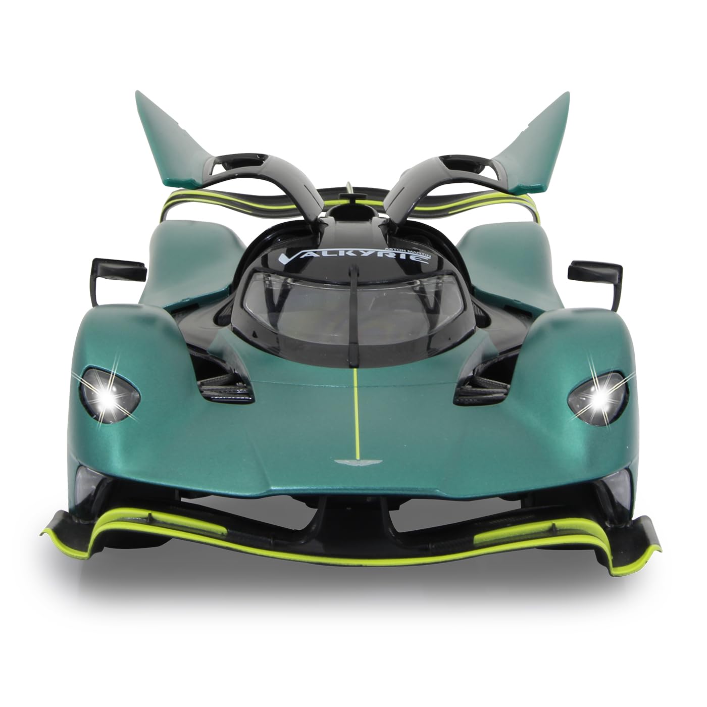 Aston Martin Valkyrie AMR Pro 1:14 ciemnozielony 2,4 GHz drzwi ręczne – oficjalnie licencjonowane, szczegółowe wnętrze, wierne lakierowanie, przezroczysta szyba przednia, światło LED, samochód RC