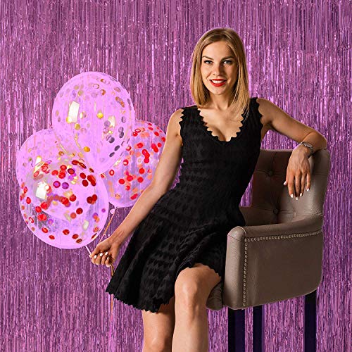 Image of TREND N ART Premium Metallic Foil Curtain 3x6 Ft Each for Party Decoration, Shimmer Backdrop for Birthday, Anniversary & Wedding, Easy to Hang Door & Wall Decoration Photo Booth (4, Pink)