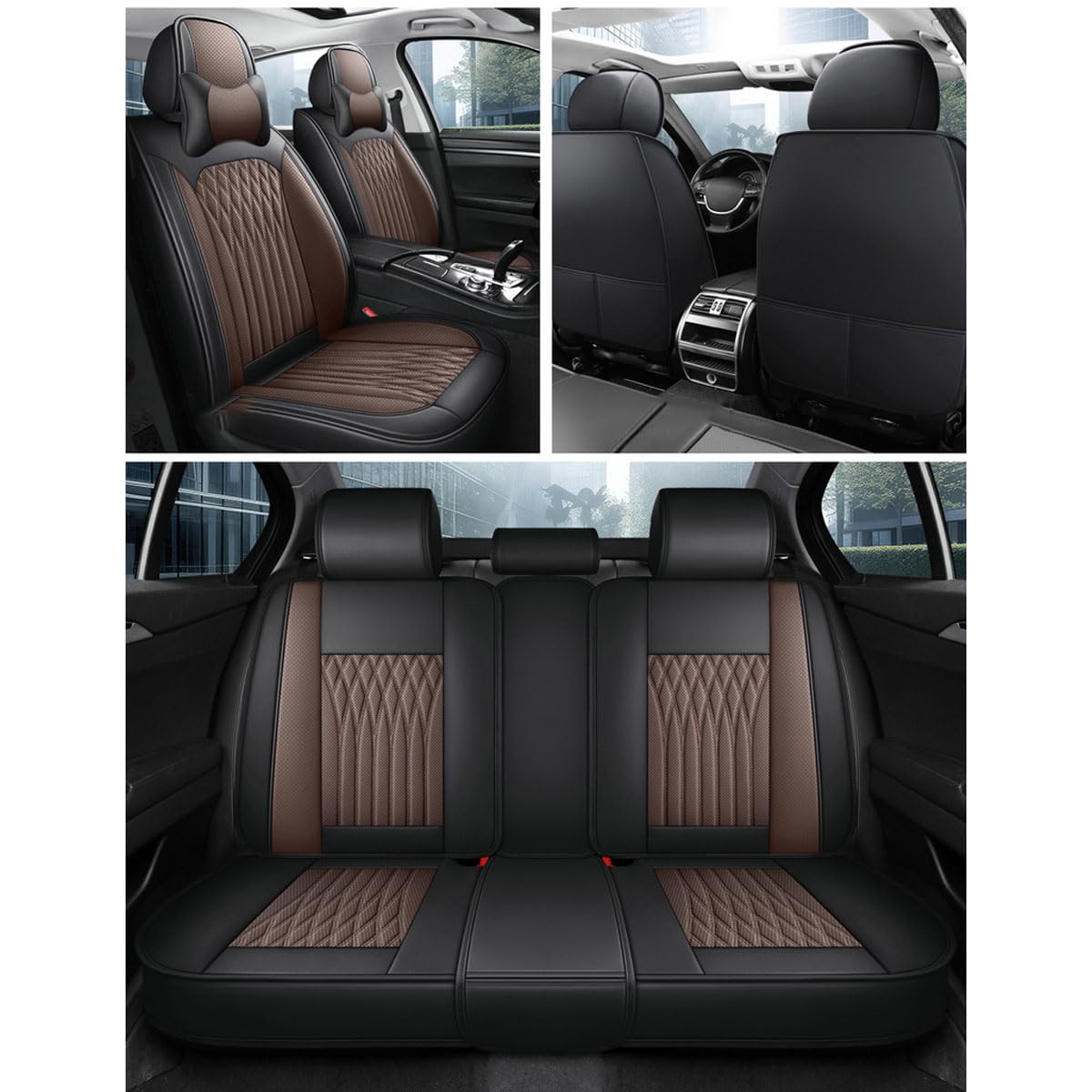 Juego Completo de Fundas Asientos Coche para Toyota Yaris Cross SUV 2021-2025 2026, Fundas Delanteras y Traseras de Cuero Sintético PU, Compatibles con Airbag, Transpirables y Antiarrugas FEn192
