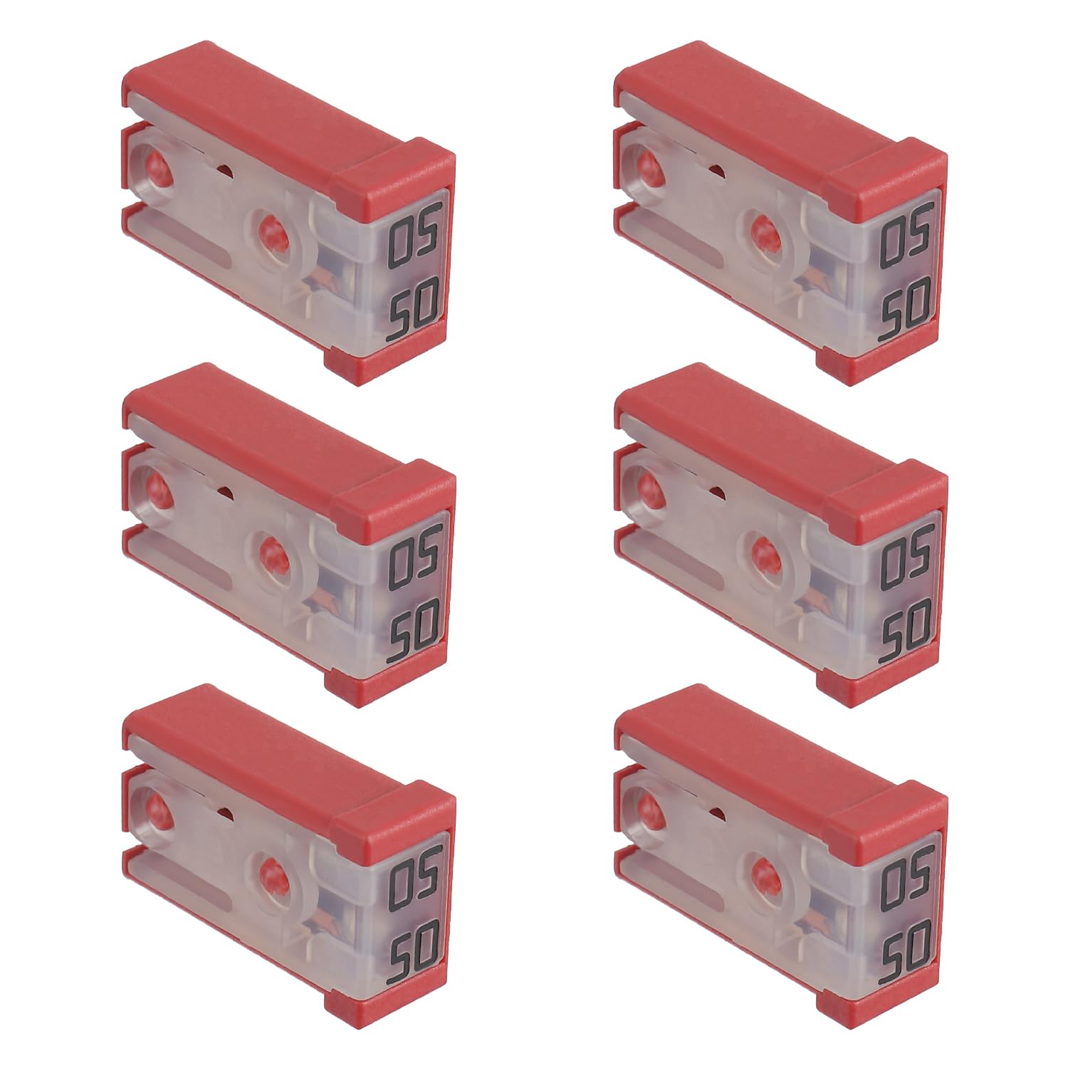 EPLZON 50A 32V Mini Slotted Automotive MCASE Shaped Cartridge Fuse Kit(pack of 6pcs,50A)