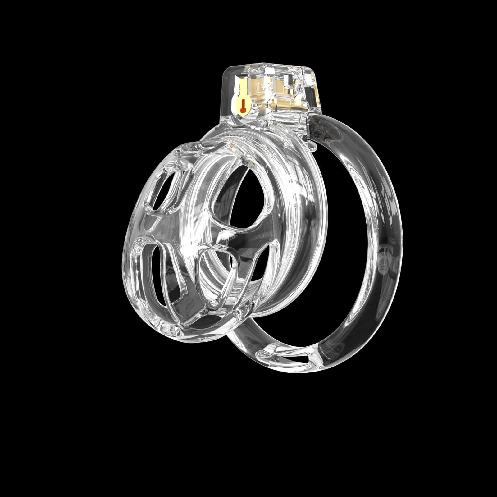 Cage de Chasteté Pénis en Silicone Sex Toýs Homme Cage Chastetée avec 6 Anneaux de Tailles Différentes et des Serrures Invisibles Ceintures de Chasteté et Respirante Chastity Cage (Transparent,S)