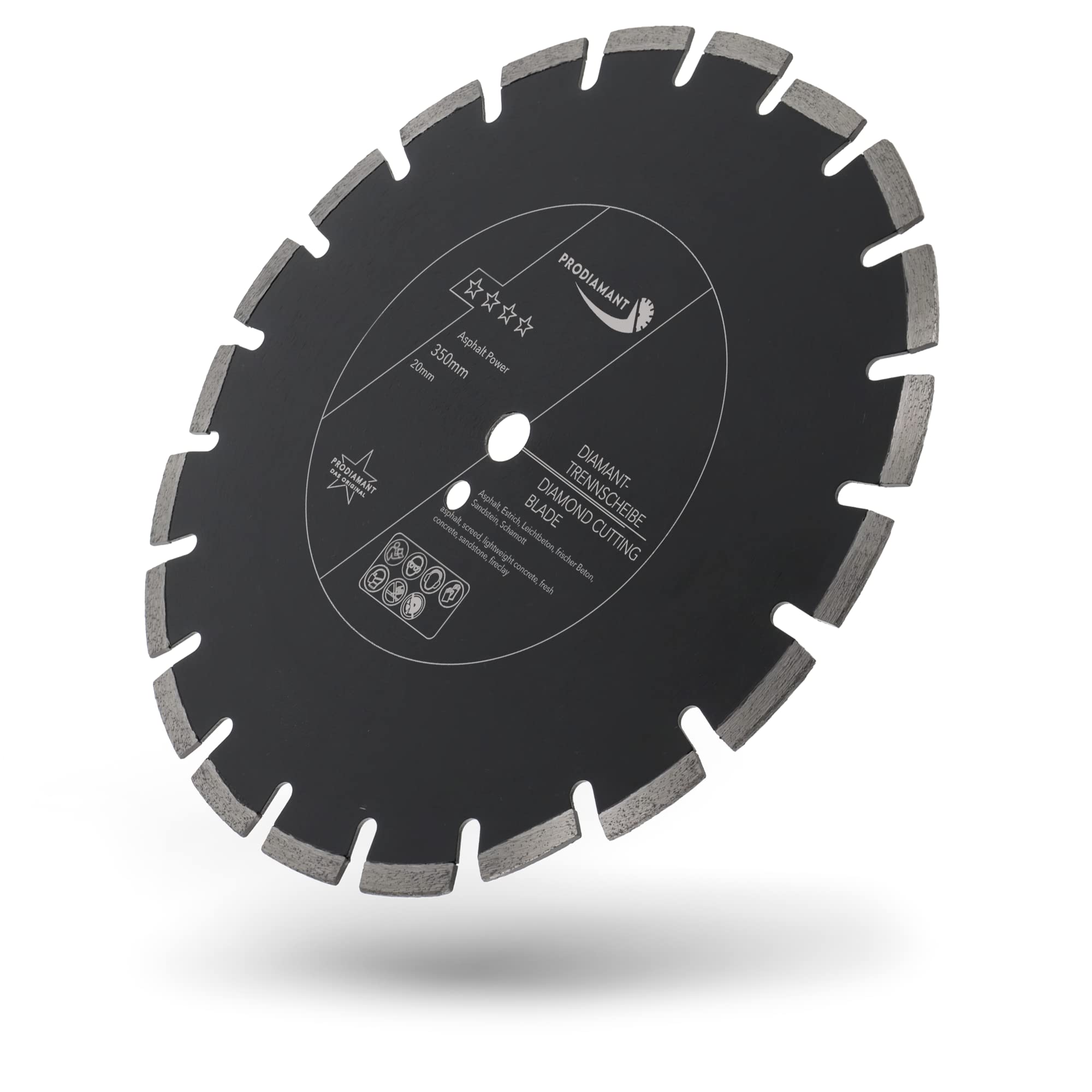 PRODIAMANT Disco de corte diamantado 350 mm x 20 mm abrasivo para asfalto, solado, hormigón ligero, hormigón fresco, arenisca y arcilla refractaria