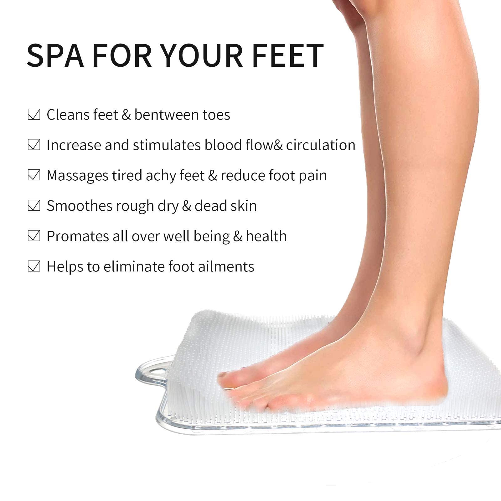 Limpiador de pies de ducha, masajeador exfoliante de pies, masajeador de pies de spa más grande, tapete masajeador de pies con ventosas antideslizantes, D