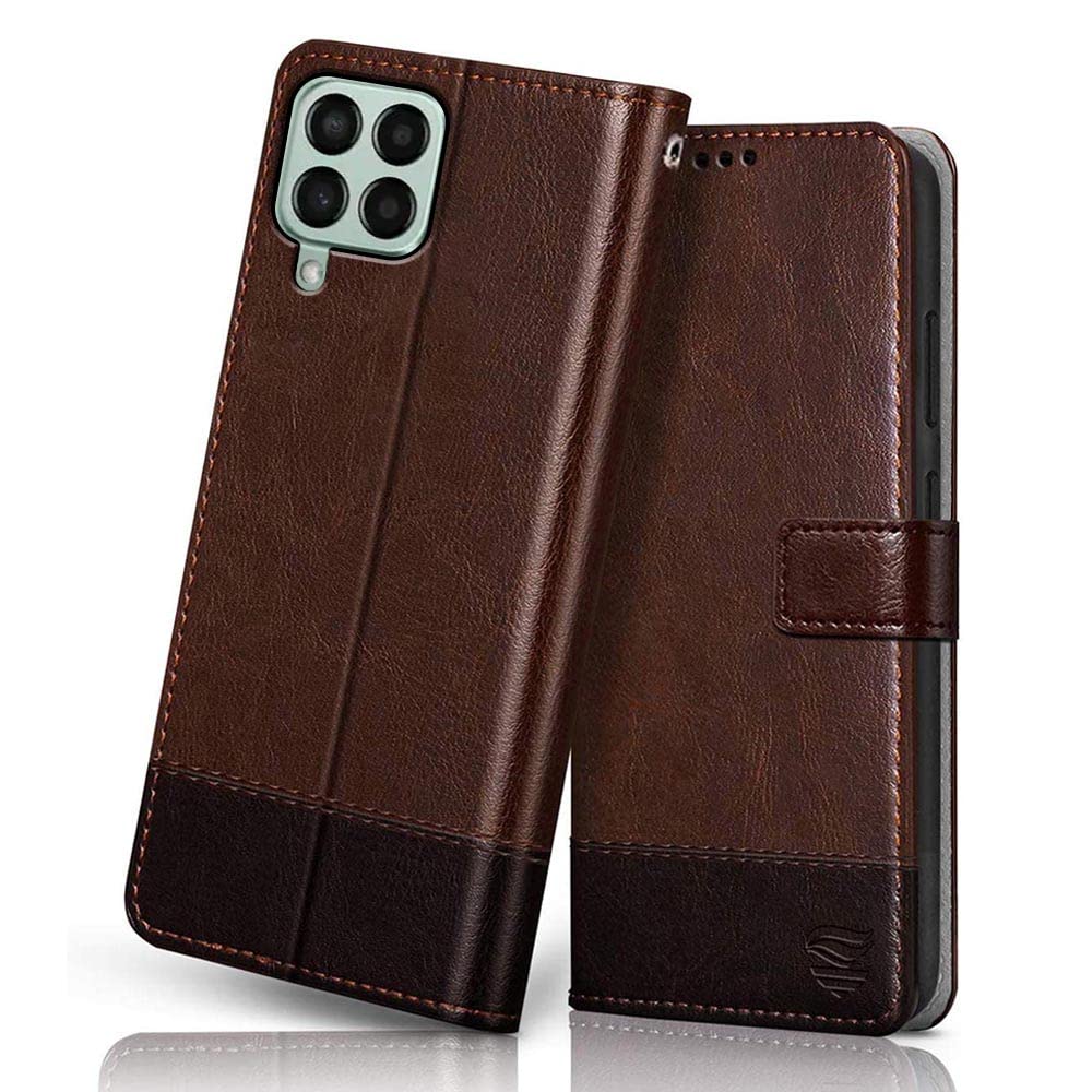 FLIPPED Vegan Leather Flip Case Back Cover for Samsung Galaxy M53 5G (Flexible, Shock Proof | Hand Stitched Leather Finish | Card Pockets Wallet & Stand | Brown with Coffee) (B09YHV6HPM) Amazon Price History, Amazon Price Tracker