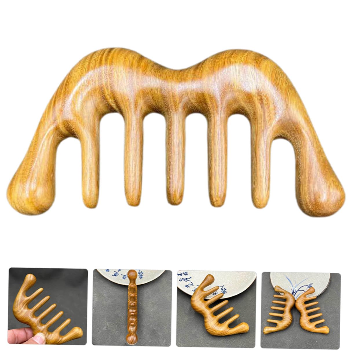 Yardenfun Peine de Masaje de Cabeza de Madera de Sándalo Ligero y Fácil de Usar, Herramienta Antiestática Cuidado del Cuero Cabelludo y Relajación Diaria