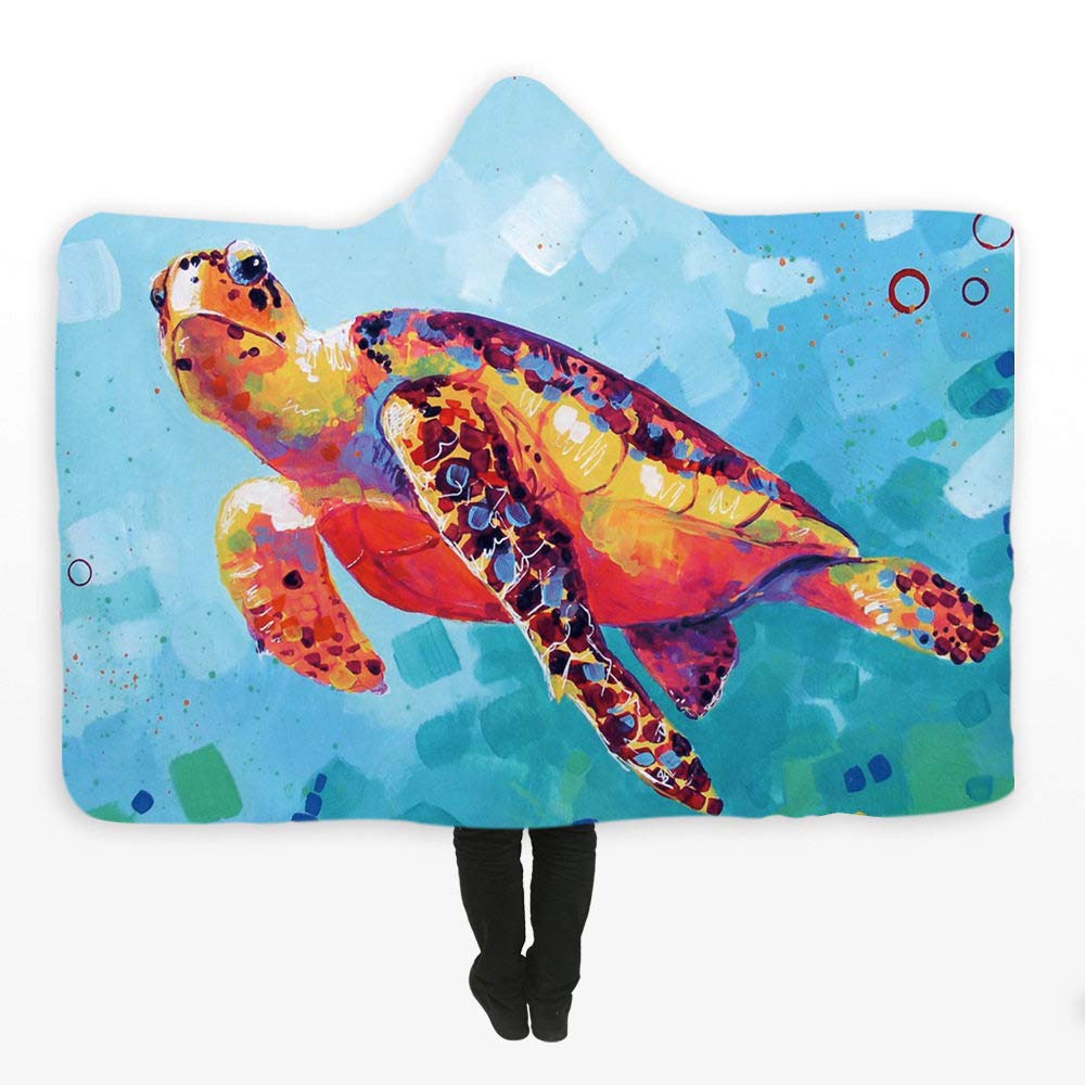 Couverture hooded blanket tortue de mer : idée cadeau originale adulte enfant