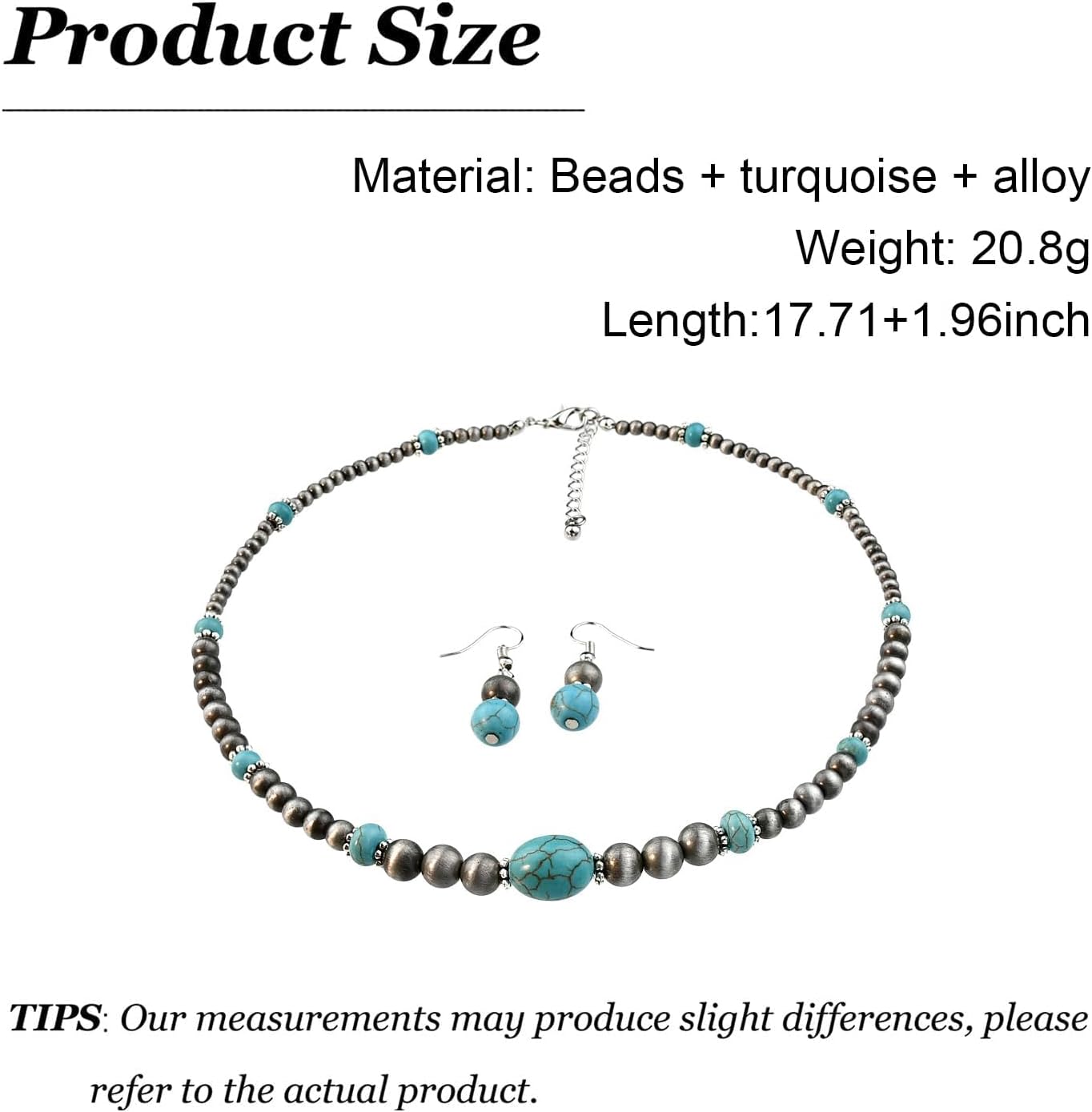 Western Turquoise Jewelry Set for Women Turquoise Earrings and Necklace Set Western Vintage Cowgirl Jewelry Country Concert Outfits Accessories for women - Image 6