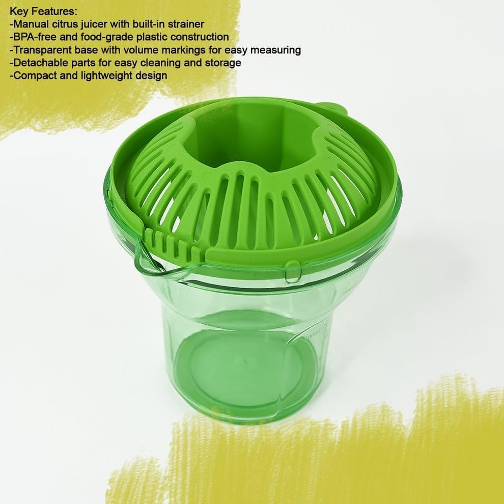 Image of Premium Manual Citrus Juicer with Strainer | Lemon Squeezer & Orange Juicer | Hand Press Juicer with Seed Separator & Juice Collector Bowl | Easy to Use Kitchen Tool (Green)