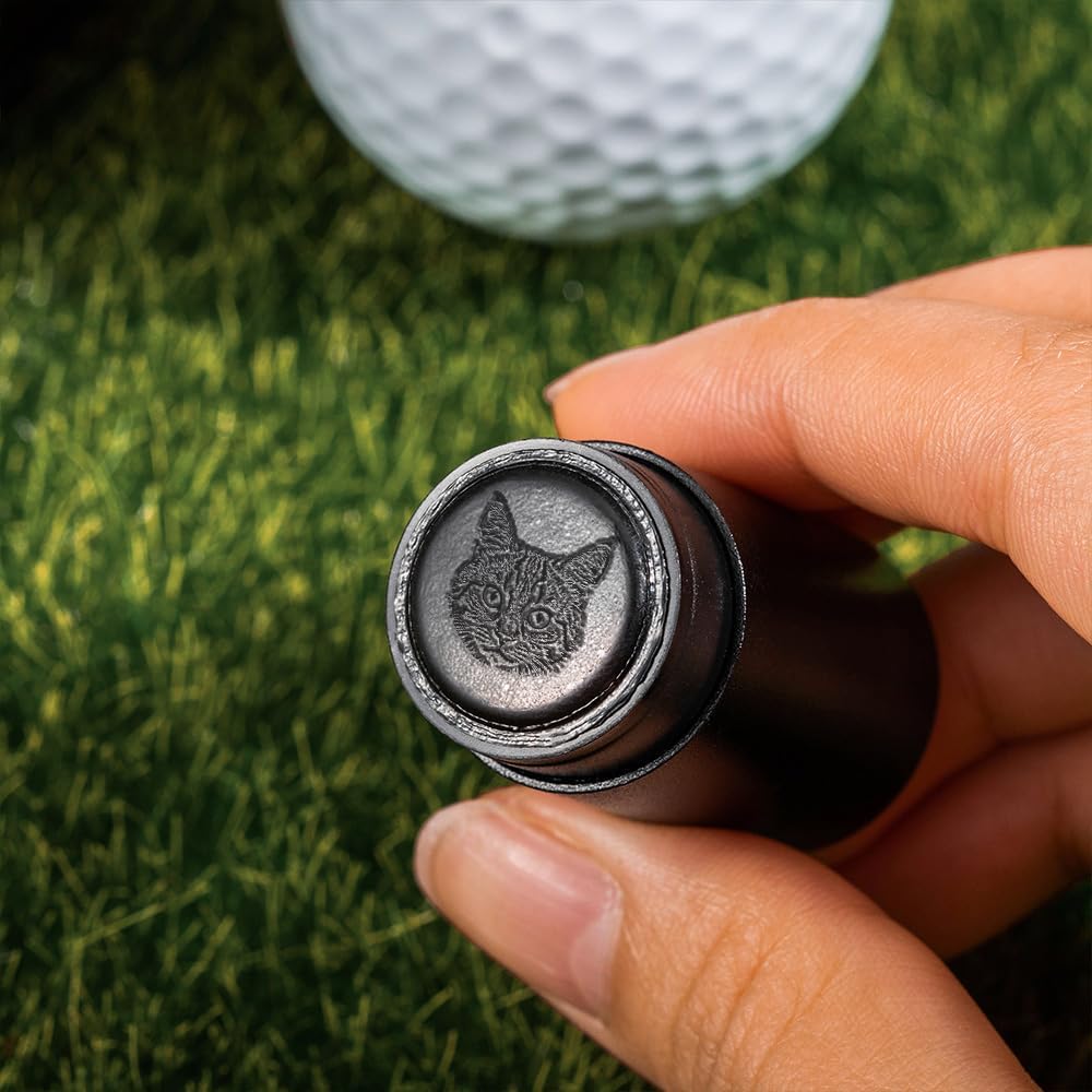 Personalized Dog Cat Portrait Photo Golf Ball Stamp, Custom Name and Pet Photo Golf Ball Marker with Metal Box Gift for Golf Players Pet Lovers