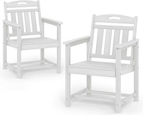 Miniatura 26 de HDPE - Juego de comedor al aire libre, mesa y sillas de patio, mesa exterior de 7 piezas y 6 sillas, agujero para sombrilla de 2 pulgadas, muebles