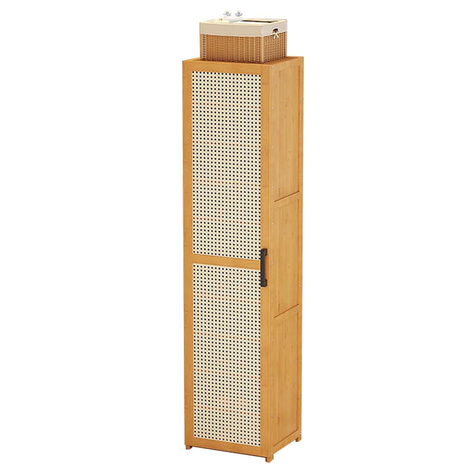 DXIAov Vertical Shoe Rack Storage Organizer, Freestanding Bamboo Shoe Cabinet with Door, Tall Narrow Shoe Rack for Entryway Hallway Closet Bedroom, 33cm Depth