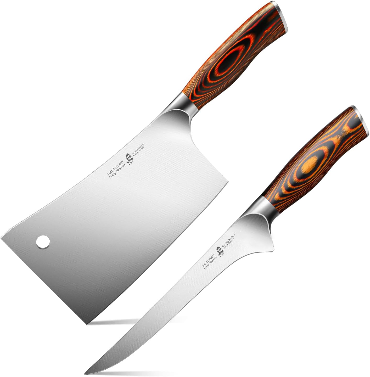 TUO 7 inch Boning Knife & 7 inch Heavy Meat Cleaver, German Steel