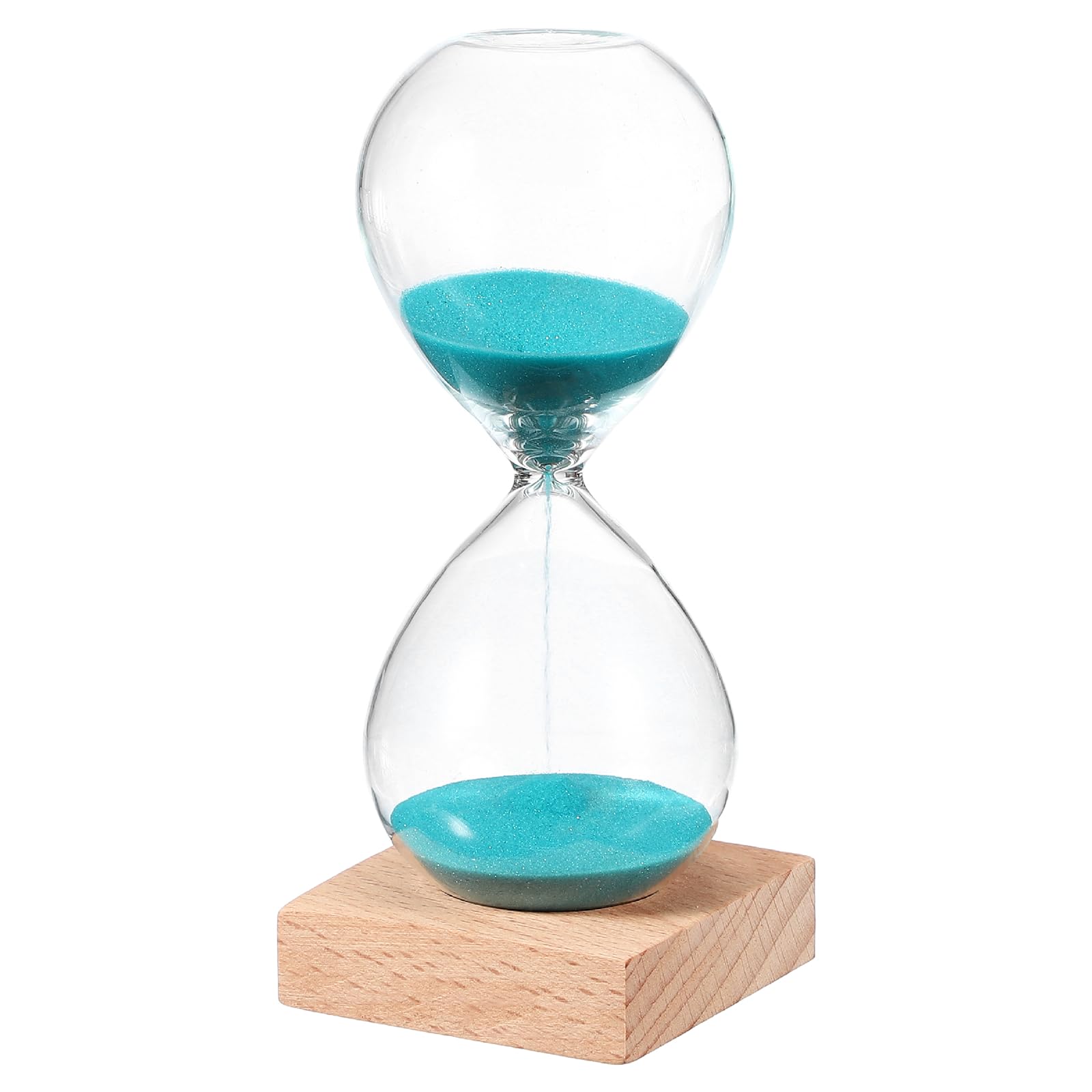 PATIKIL 10 Minutes Sand Timer, Sand Watch with Wood Base Hour Glass Sandglass Timer Clock for Living Room Home Office Restaurant Decoration, Bright Blue