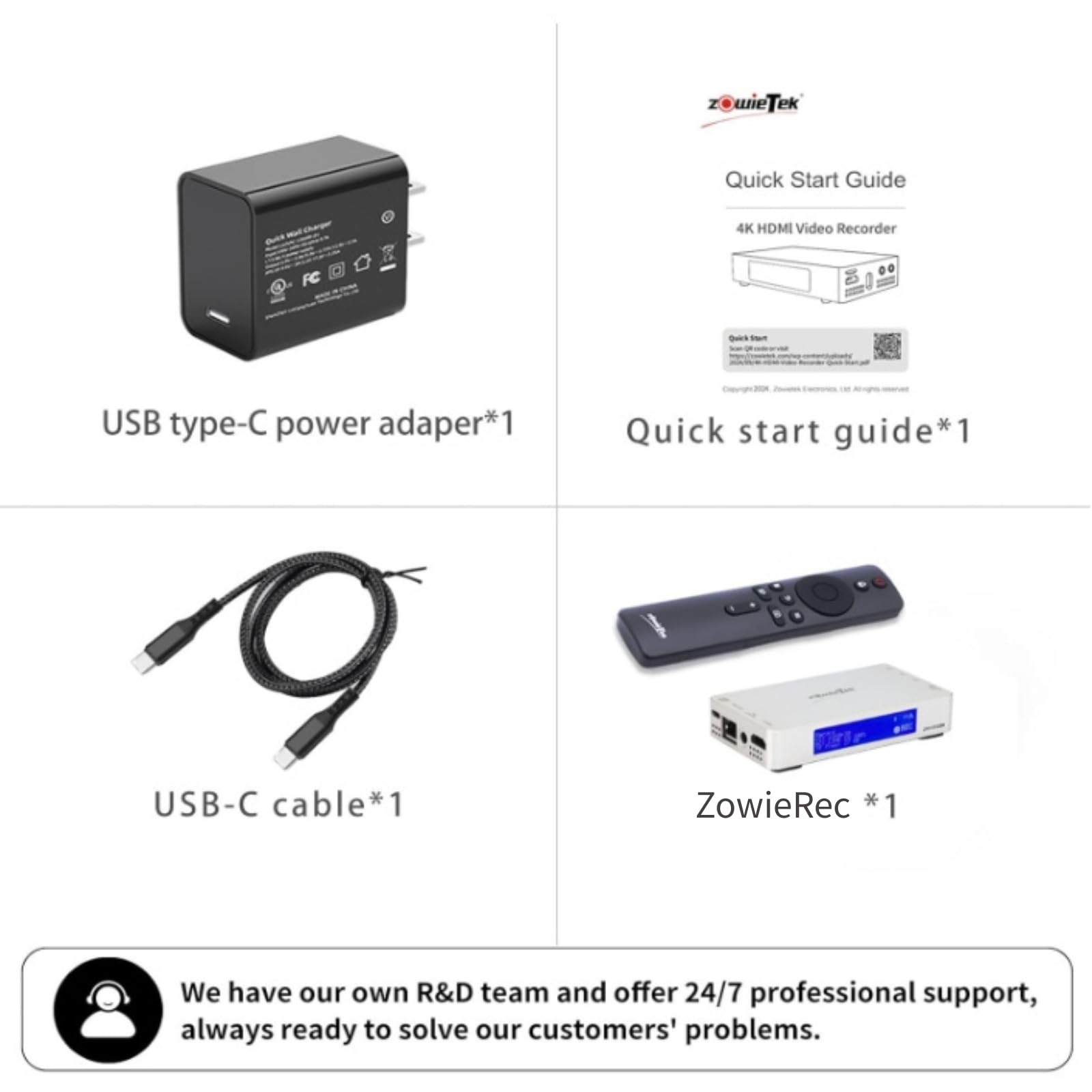 ZowieREC, registratore HDMI 4K, DVR, console di gioco, laptop, PC, riproduzione TV, registrazione programmata, istantanea, pausa riprendi, schede TF e USB