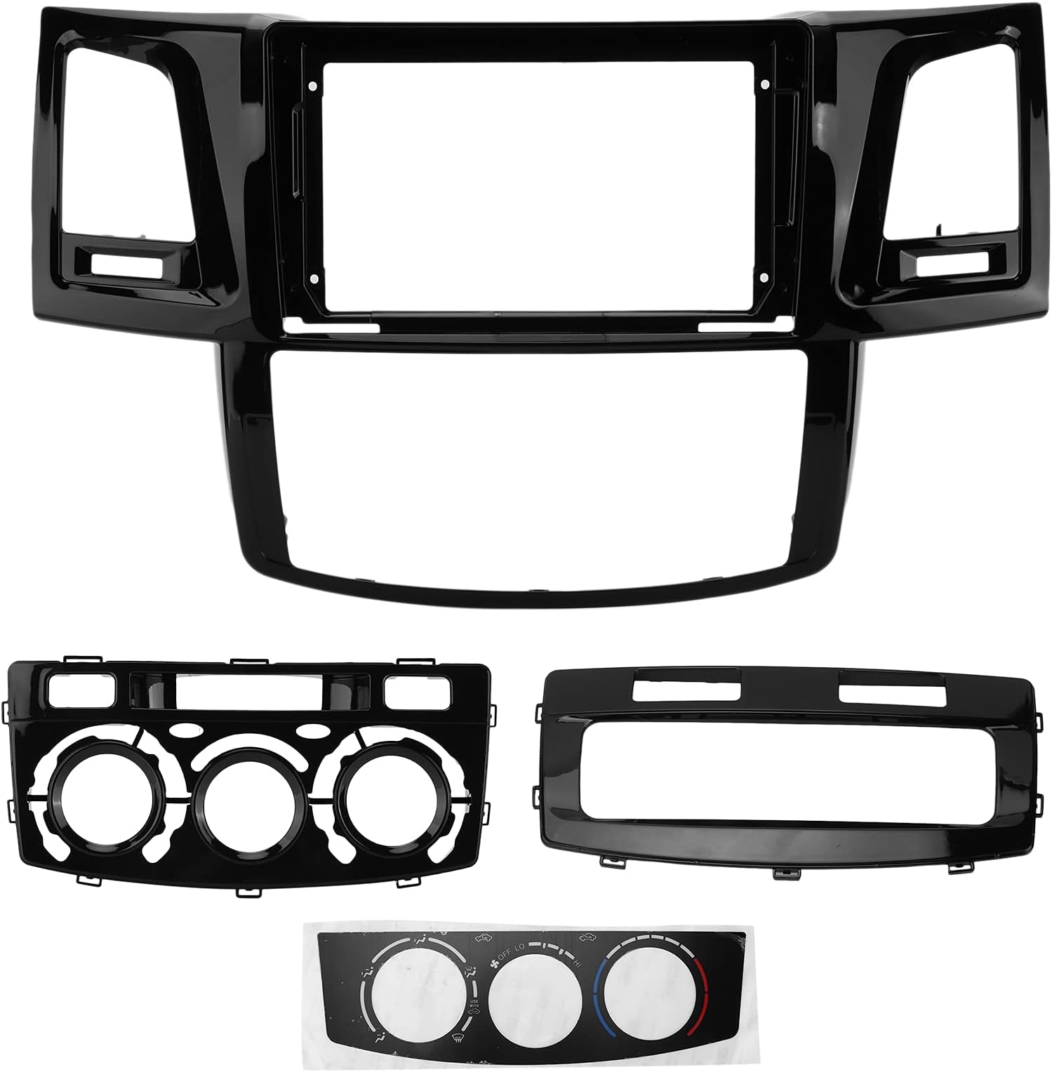 Fydun Double DIN Installation Dash Kit 2‑DIN Car Stereo audio Fascia Black Audio Panel Bezel Replacement for Hilux 2004‑2008