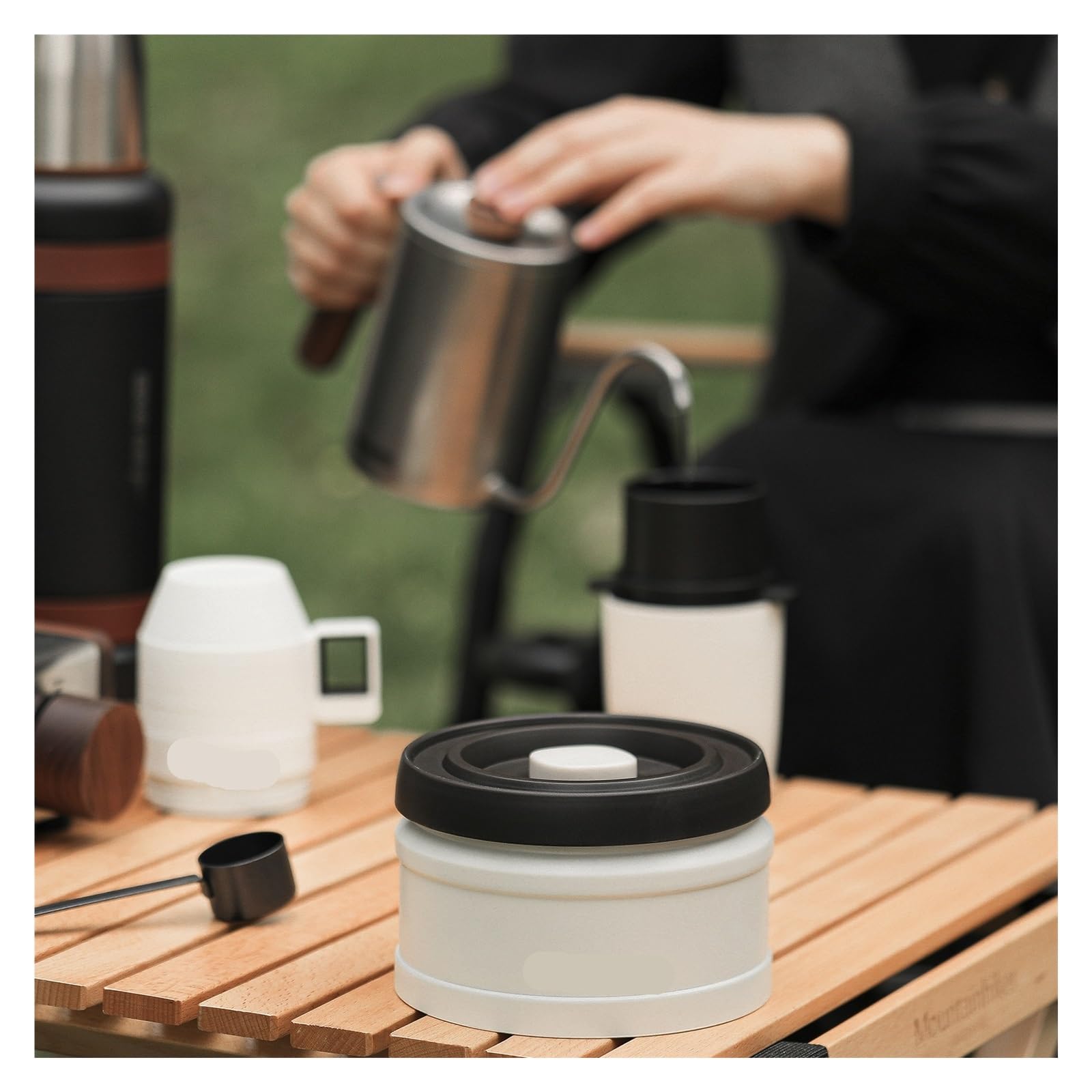 Manueller Vakuum-Kaffee-Vorratsbehälter, luftdichter Behälter aus Edelstahl, Kaffeebohnenglas, Barista-Zubehör for Zuhause für Kaffeebohnen, Zucker