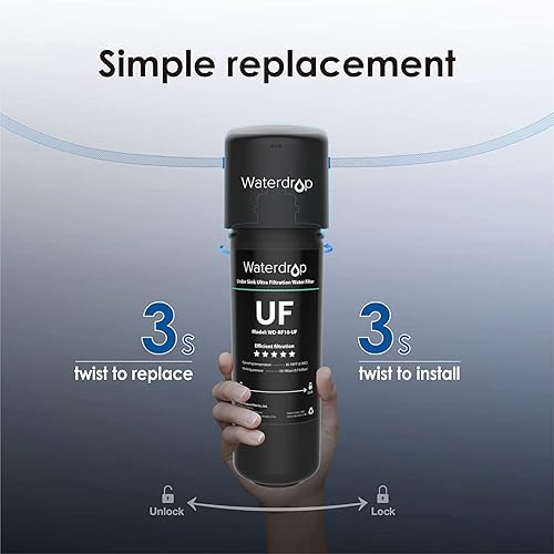 Miniatura 8 de Waterdrop 10UB-UF 0.01 μm Ultra Filtración Sistema de filtro de agua debajo del fregadero para reducción de Baçtёria, con grifo dedicado con RF10-UF