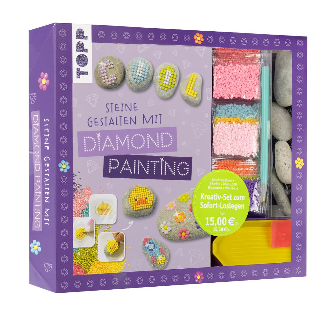 Kreativ-Set Steine gestalten mit Diamond Painting – Buch plus Material