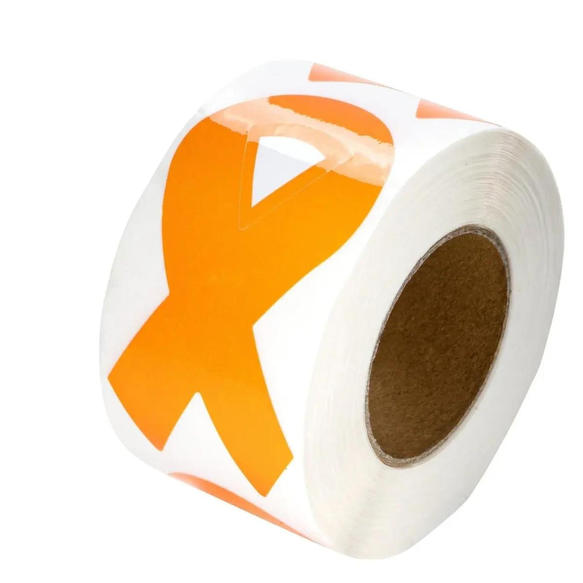 250 Large Orange Ribbon Stickers (1 Roll) (250 Stickers)
